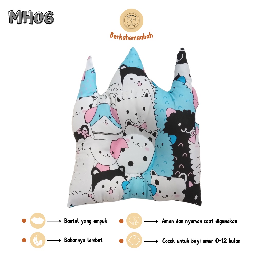 (DOG&amp;CAT BIRU) Bantal Bayi Anti Peyang Mahkota Series | Bantal Bayi | Flat Head Prevention Pillow | Bantal Mahkota Series