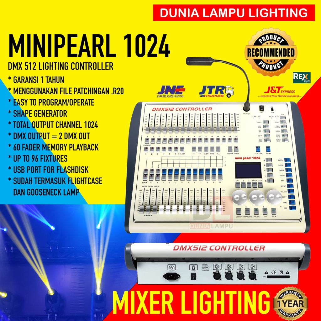 PALING MURAH Mixer lampu panggung lighting parled beam Dmx 512 controller Minipearl 1024 hardcase