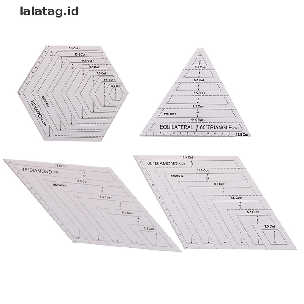 [lalatag] Quilg Patchwork Ruler Segitiga Belah Ketupat Hexagon Acrylic Template Alat Jahit [ID]