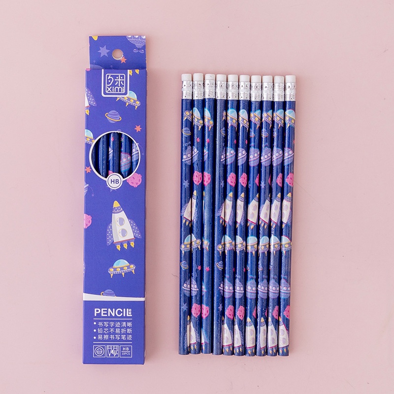 [MTOYS] 6PCS / SET PENSIL TULIS MOTIF + PENGHAPUS / PENSIL SET LUCU - JT0007