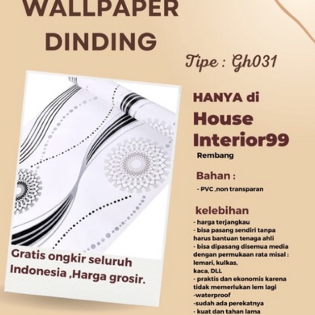 DISKON  Premium wallpaper stiker wallpaper dinding motif pollos ukir timbul cy 1186 / panjang 10 m x