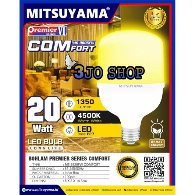Bohlam Lampu LED 20 Watt MITSUYAMA Premier VI COMFORT Cahaya Kuning