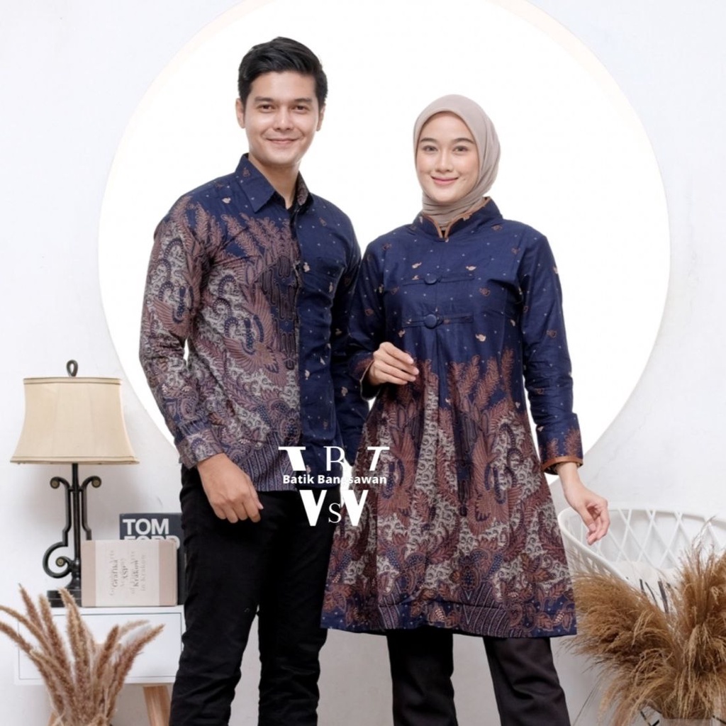 Batik Couple Modern Atasan Tunik Batik Kerja Kantor Wanita Seragam Batik Tunik Couple