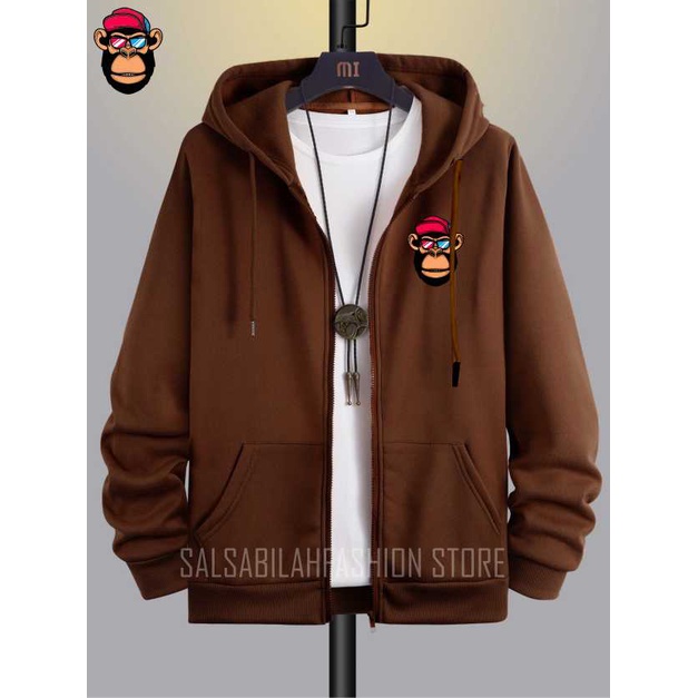 Jaket Distro Zipper - Jaket Sweater Hoodie Resleting Pria MONKEY