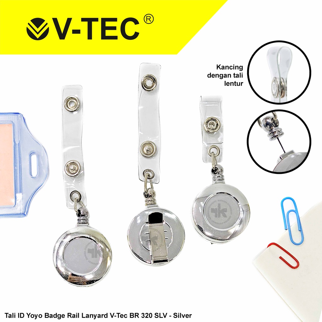 

V-Tec Lanyard Tali ID Yoyo Badge Rail BR 320 SLV - Silver