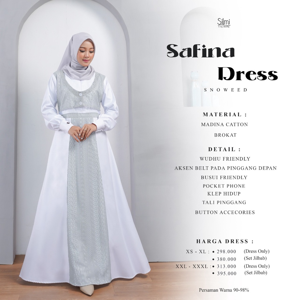 GAMIS PUTIH BRUKAT SAFINA - KATUN MADINA MIX BRUKAT SERAGAM PUTIH TERBARU 2023 ORIGINAL BY SAMARA FA