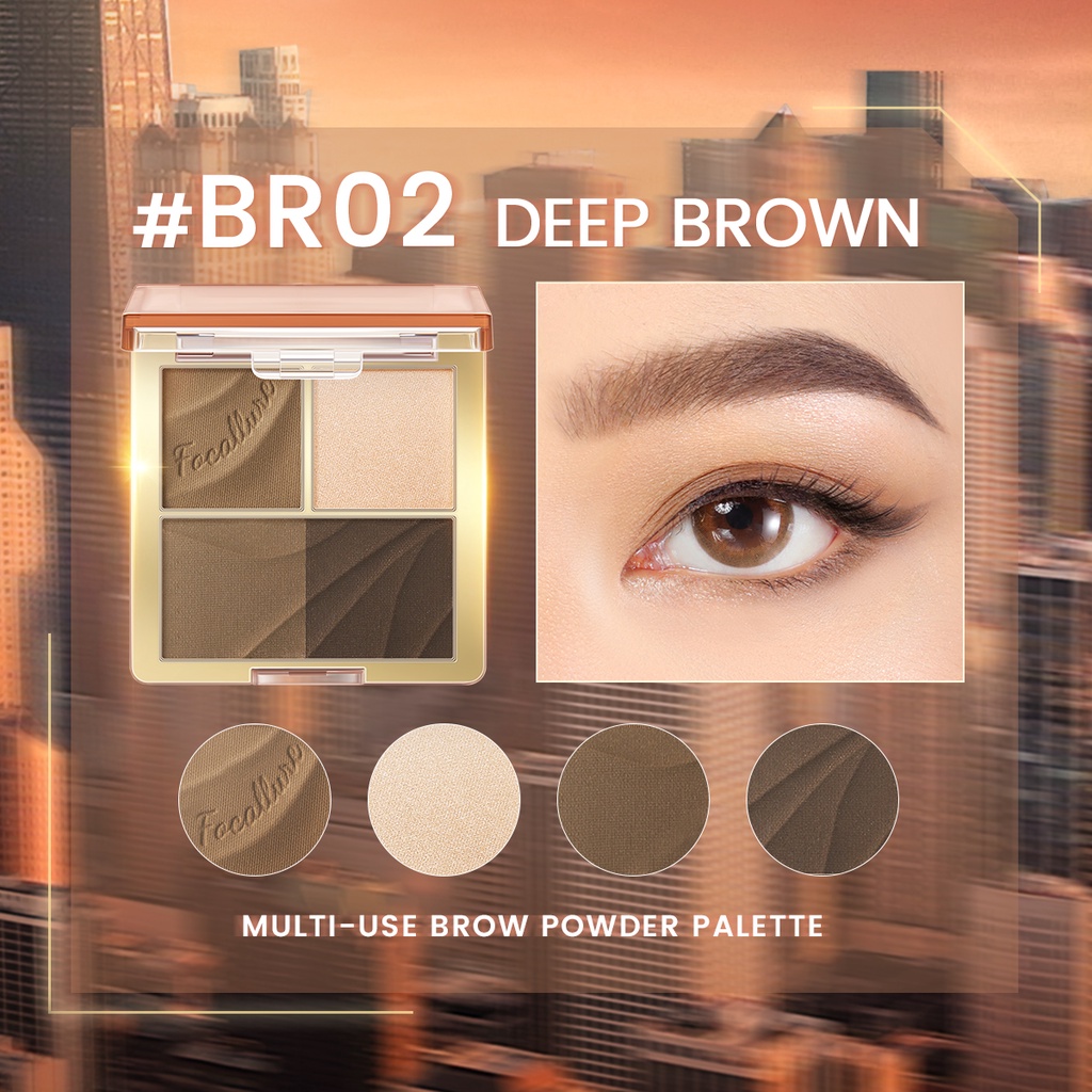 FOCALLUER 2PCS Eyes Makeup set Multi-Use Eyebrow Powder &amp; Waterproof Long-lasting Gel Eyeliner