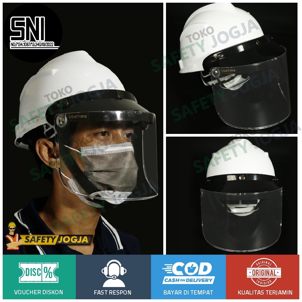 HELM FACE SHIELD APD SAFETY ANTI DROPLET PELINDUNG MUKA POLYCARBONATE SNI