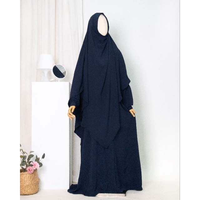 Set Abaya French khimar crinkle airflow premium