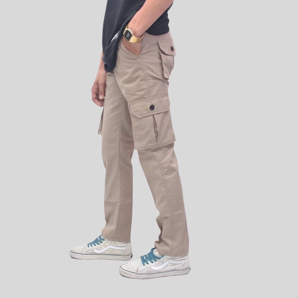 Celana Cargo Panjang Pria Hijau Army Premium Kanvas Original Slimfit Long Kargo PDL Distro Bigsize