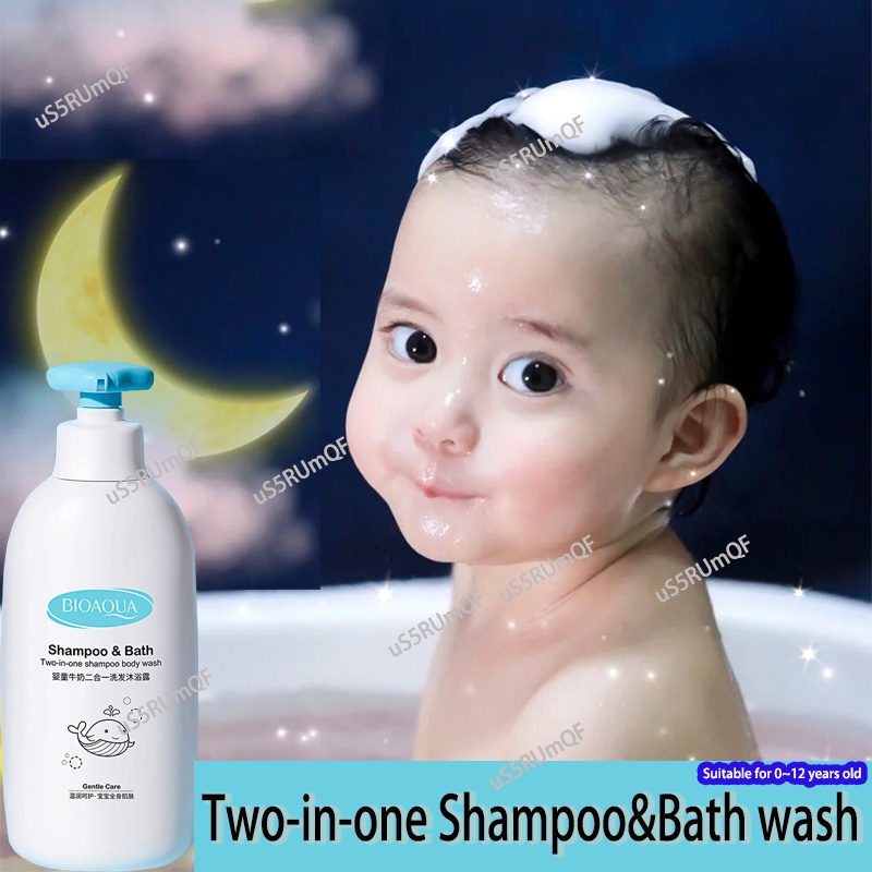 Sabun bayi cair Shampo anak Sabun bayi Sampo bayi 500ML Sampo 2-in-1 &amp; Pembersih Tubuh Menutrisi dan melindungi kulit bayi Bahan-bahan yang aman dan alami Ketenangan pikiran yang lebih bagi orang tua