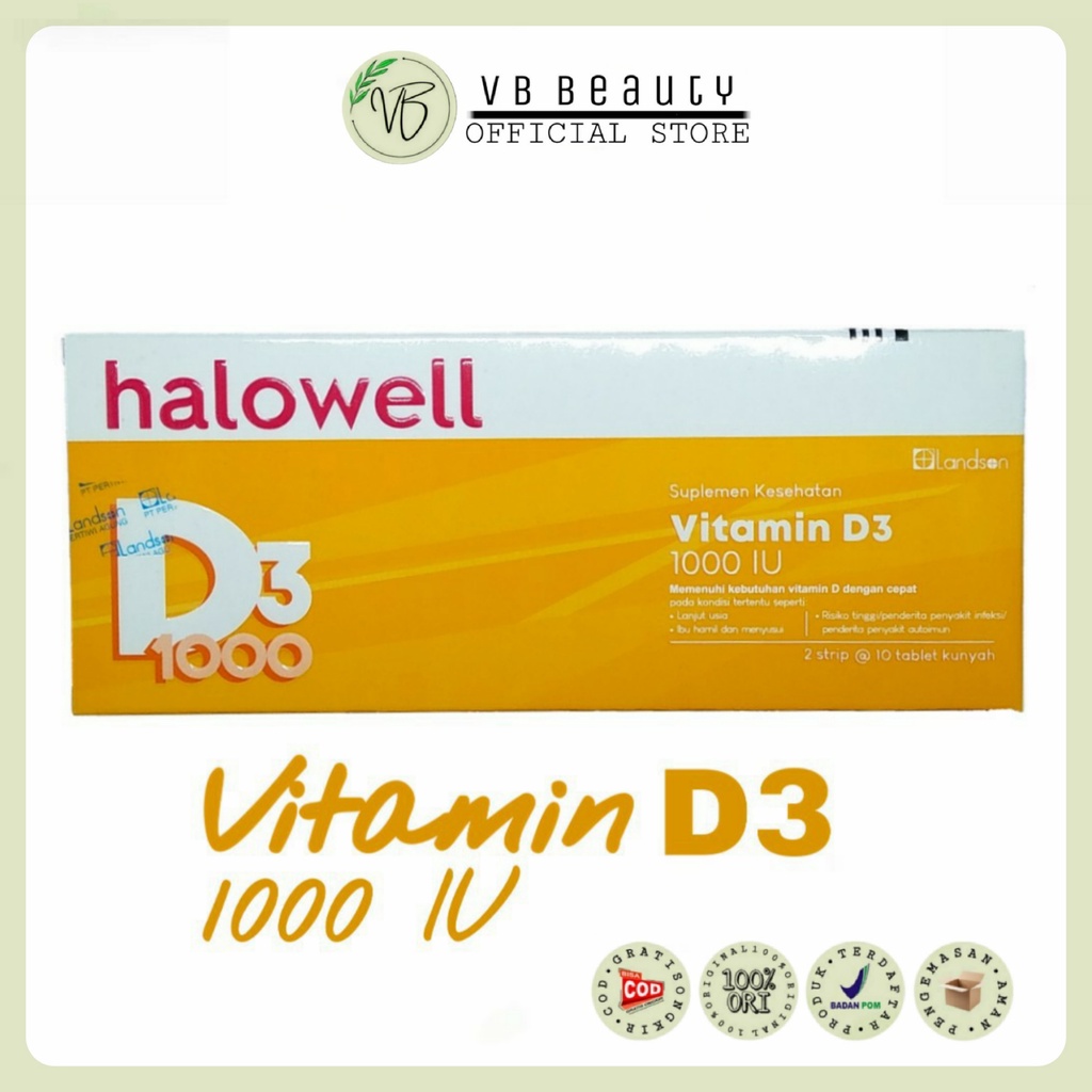 Vitamin D3 Halowell Vit D3 1000 IU Tablet Kunyah