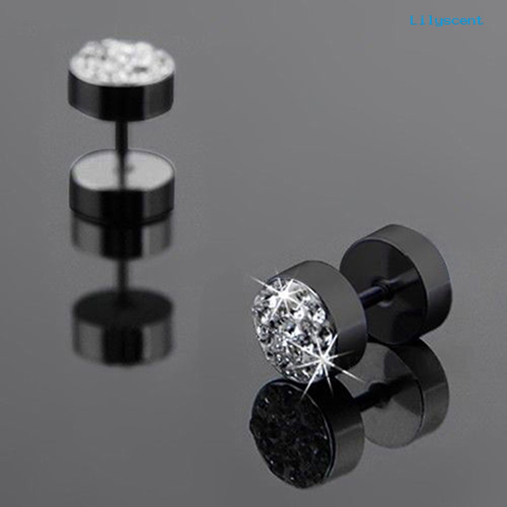 [LS] Ear Studs Rhinestone Decor Anti-Korosi Stainless steel Pria Barbel Telinga Studs Untuk Pesta