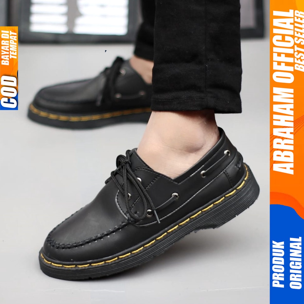 Sepatu Formal Pria Pantofel Docmart Low Boots Kerja Hitam Abraham RIBERY