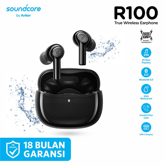 ANKER SOUNDCORE R100 TWS TRUE WIRELESS EARBUDS EARPHONE BASS - A3981