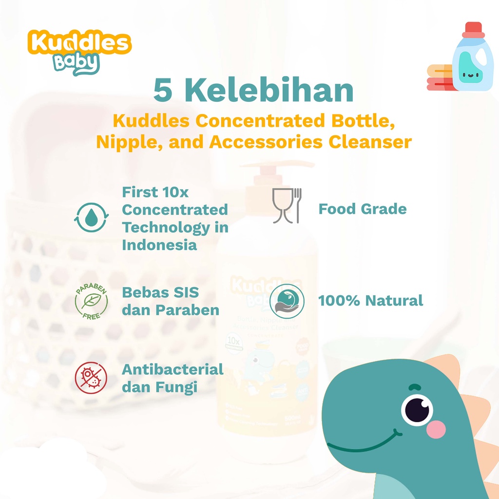 KUDDLES BABY CONCENTRATE BOTTLE &amp; ACCESSORIES CLEANSER 500ML