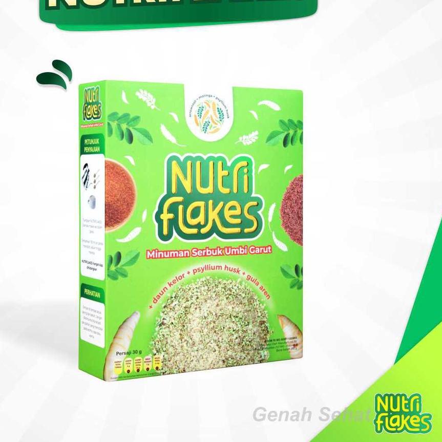 

○ BISA COD!!! NUTRIFLAKES SEREAL UMBI GARUT WITH PSYILIUM HUSK & DAUN KELOR 1 BOX 280 GRAM ☪