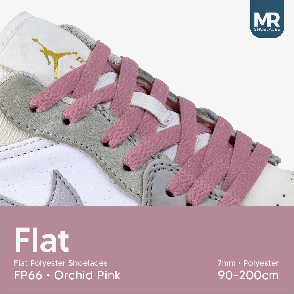 MR Shoelaces FP66 Orchid Pink (Merah Muda Anggrek) Tali Sepatu Polyester Pipih Flat 7mm 80cm 90cm 100cm 120cm 130cm 150cm 180cm 200cm untuk Sneakers - Premium Shoelace