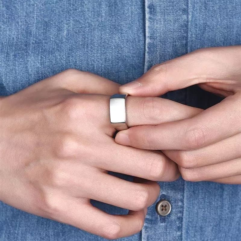 CINCIN TITANIUM Boxy Ring Kotak Pnjang || Cincin Vintage || Pria/Wanita bisa pakai Bergaya Hip Hop