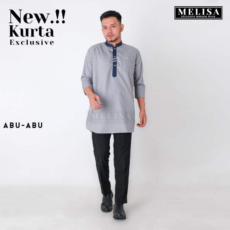 Koko Kurta Dewasa Baju Koko Kurta Pria Lengan 3/4 Warna Abu Abu Bahan Toyobo Super Premium