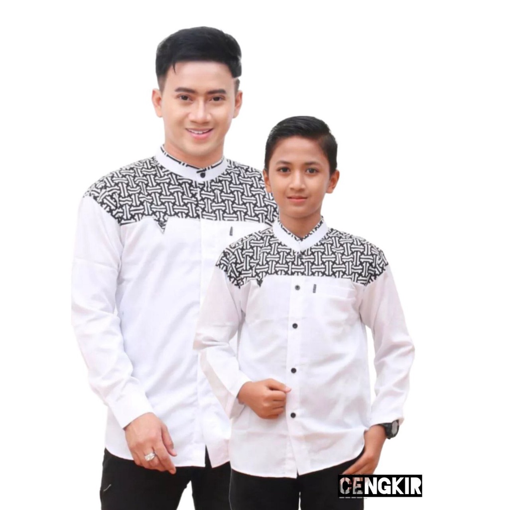 Baju Muslim Couple Koko Dewasa dan Anak Laki Laki Lengan Panjang Bahan Katun