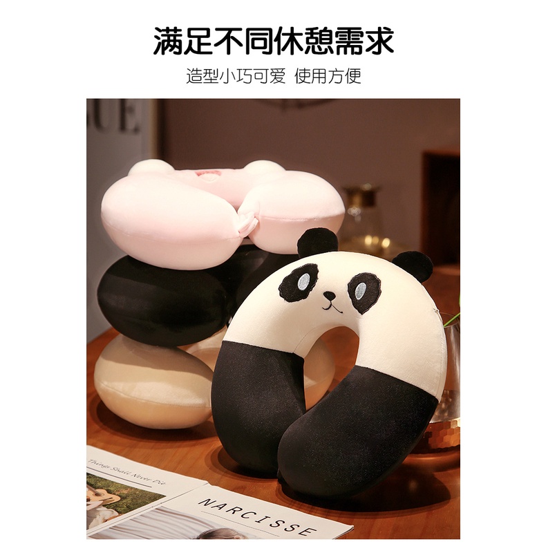 BU2 Bantal Leher CharU-Shape Travel Neck Pillow Blue Kantor Istirahat Nyaman Memory Foam Tebal Mobil Perjalanan Lucu Kartun Biru Pink Hitam Putih Hadiah Ulang Tahun