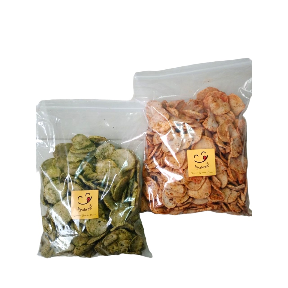 

Keripik Basreng Kataji Pedas Daun Jeruk 500 gr / Basreng Nyakres