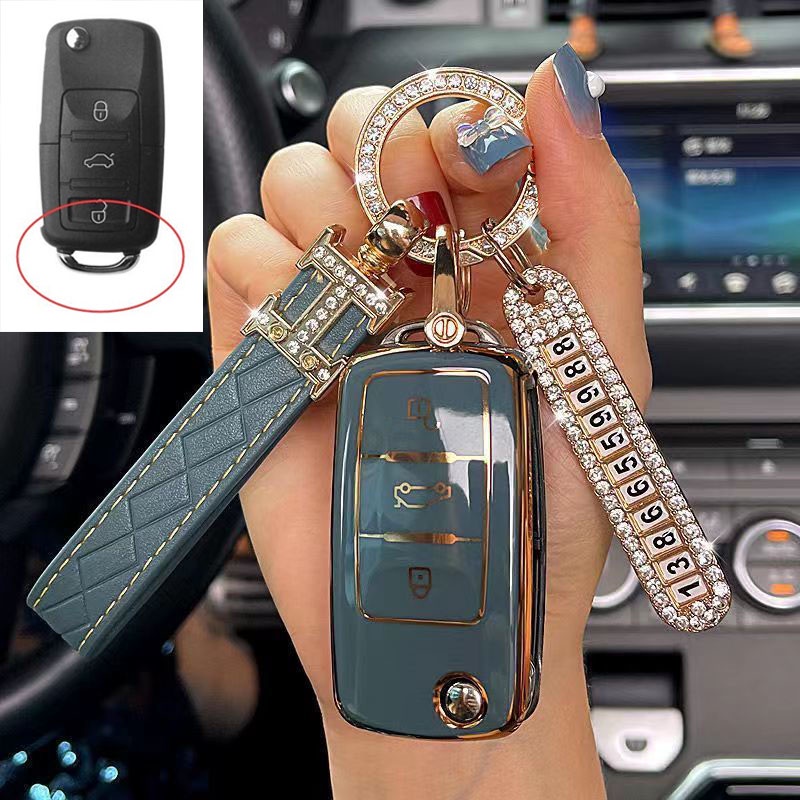 2022 TPU Remote Control Cover Cases Kunci Mobil TPU Lembut 360derajat Perlindungan Untuk VW Volkswagen Jetta Golf Polo MK6 Passat Tiguan Beetle Remote Key Holder