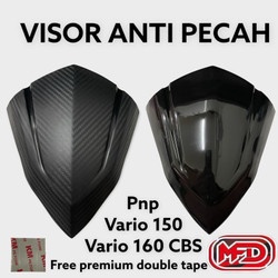 VISOR VARIO 160 CBS dan ABS ( 2021 2022 ) / VISOR VARIO 125 - 150 LED 2016 2017 - CARBON / KARBON HITAM DOP + DOUBLE TAPE