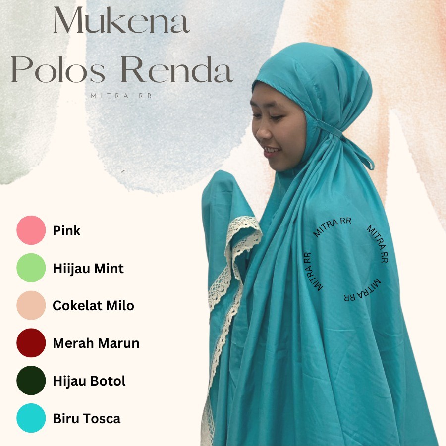 Mukena Renda Polos Katun/ Mukena Anak Remaja Tanggung/ Mukena Anak SMP-SMA Fit to M