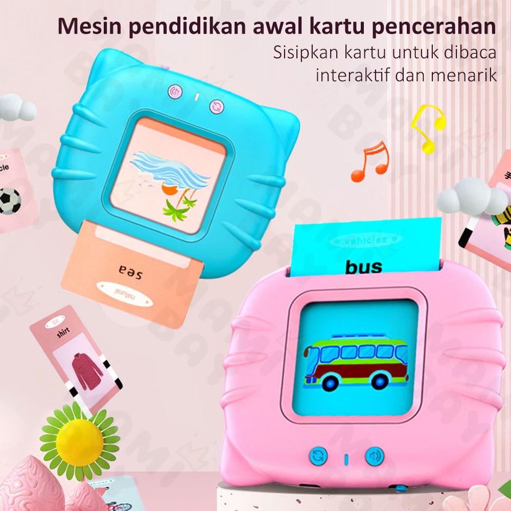 Mamibayi Mainan Edukasi Flash Card Anak Card Early Education Bersuara Alat Bantu pengenalan kosakata