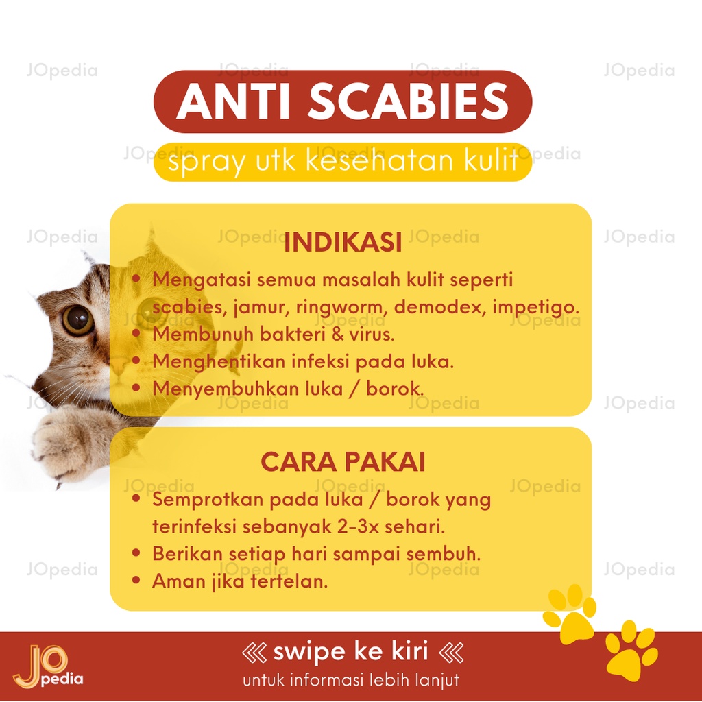 ANTI SCABIES Obat Jamur Ringworm Scabies Demodex Luka Kucing Anjing Kelinci