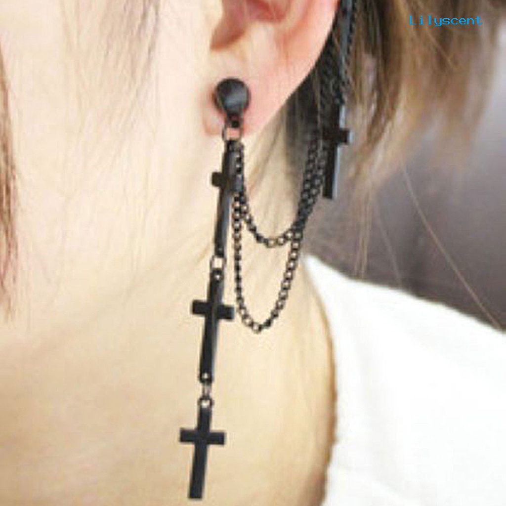 [LS] 1pc Manset Telinga Cross Juntai Serbaguna Alloy Wanita Fashion Punk Ear Crawler Untuk Wanita