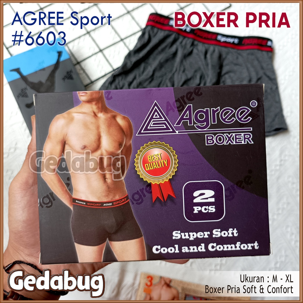 [ 2pc ] CD BOXER AGREE 6603 | Celana dalam pria Sport Agree 6603 Mens Brief | GEDABUG