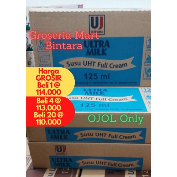 

*Bintara* Susu Ultra Milk UHT Full Cream 125ml x40 1 DUS KARTON Bekasi