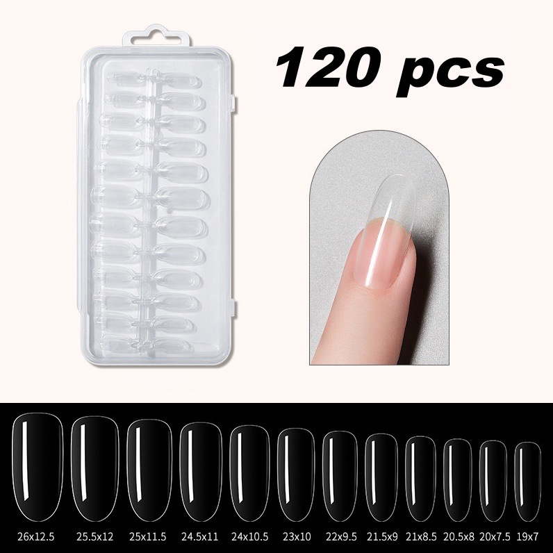 Set Kuku extension  long oval warna clear free box UV Untuk Nail Art Diy 240 pcs