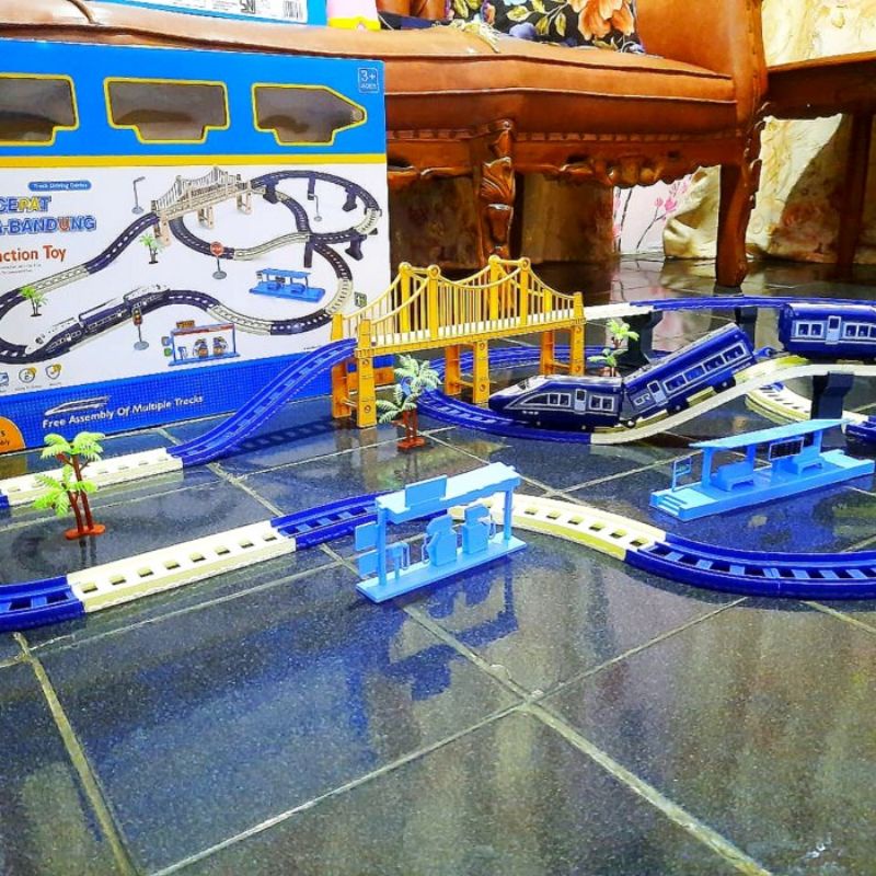 Mainan Set Rel Kereta Cepat Baterai - Rail Train MRT Batre Anak Laki Cowok