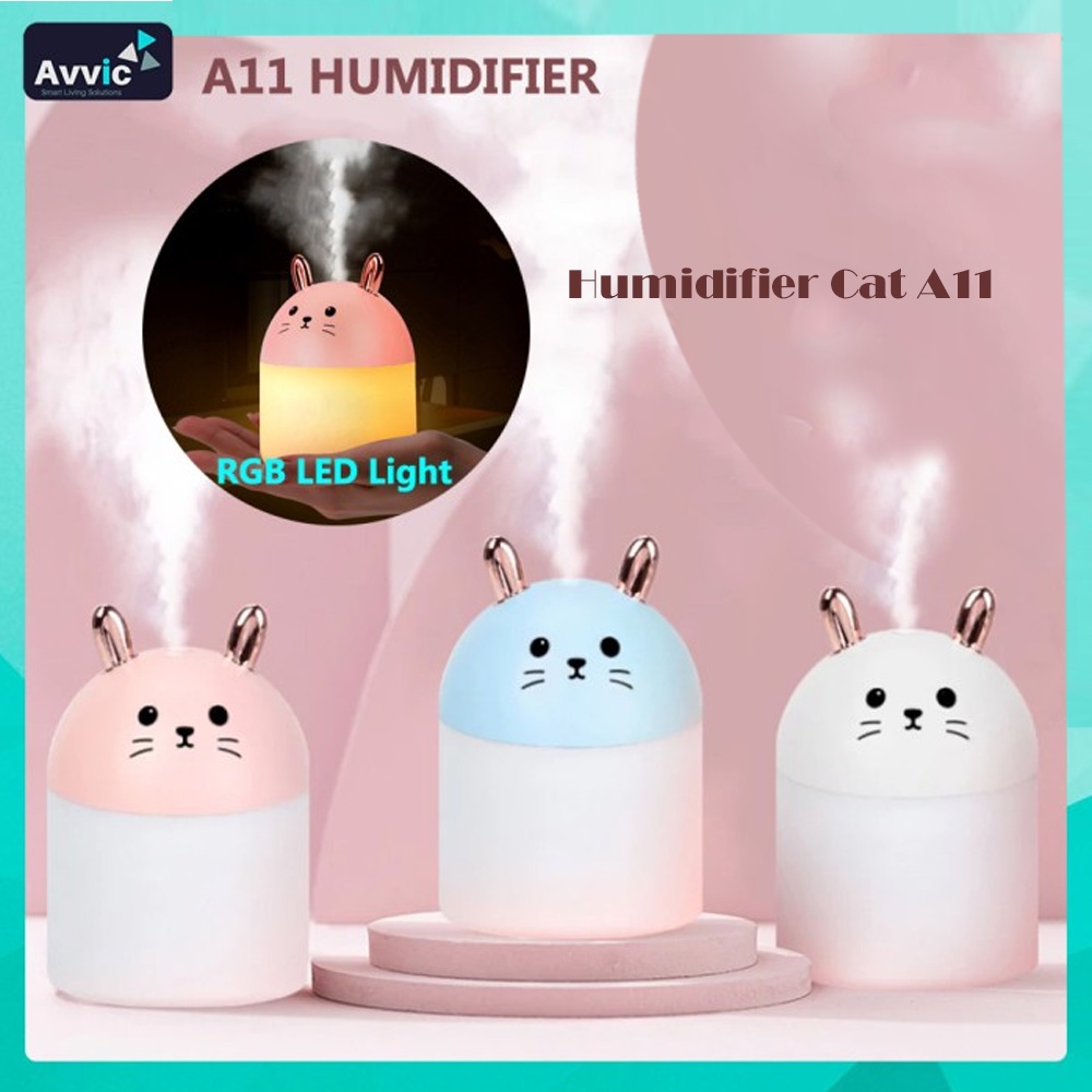 Cat Humidifier Kucing A11 Pelembab Udara Air Purifier Diffuser 250ML LED Light