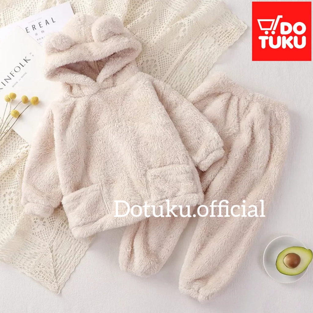 Jaket Hoodie Anak Laki Perempuan Usia 3-6 Tahun 1 Set Atasan dan Celana