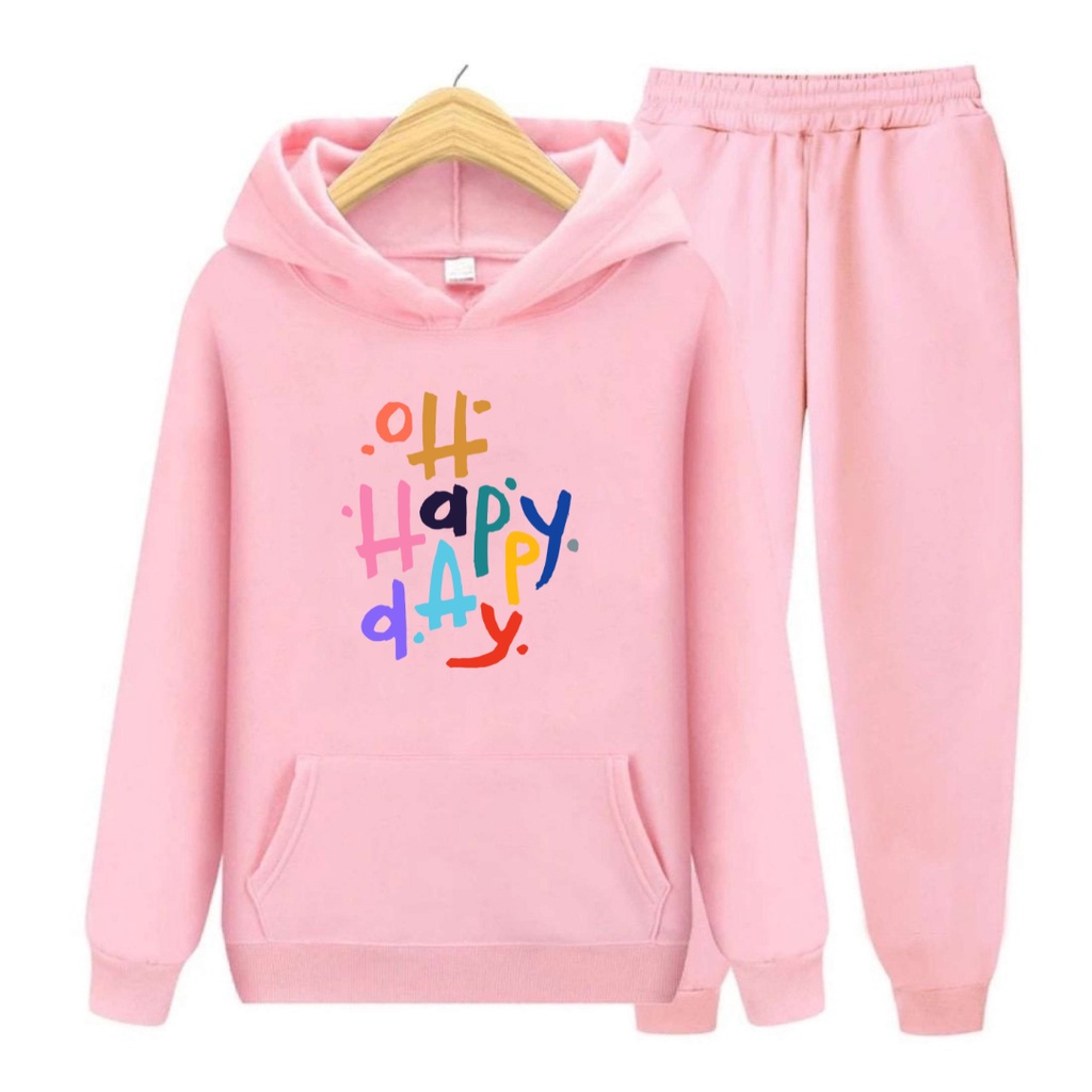 Setelan Anak Oh Happy Day Sweater Hoodie Size S, M , XL, XXL