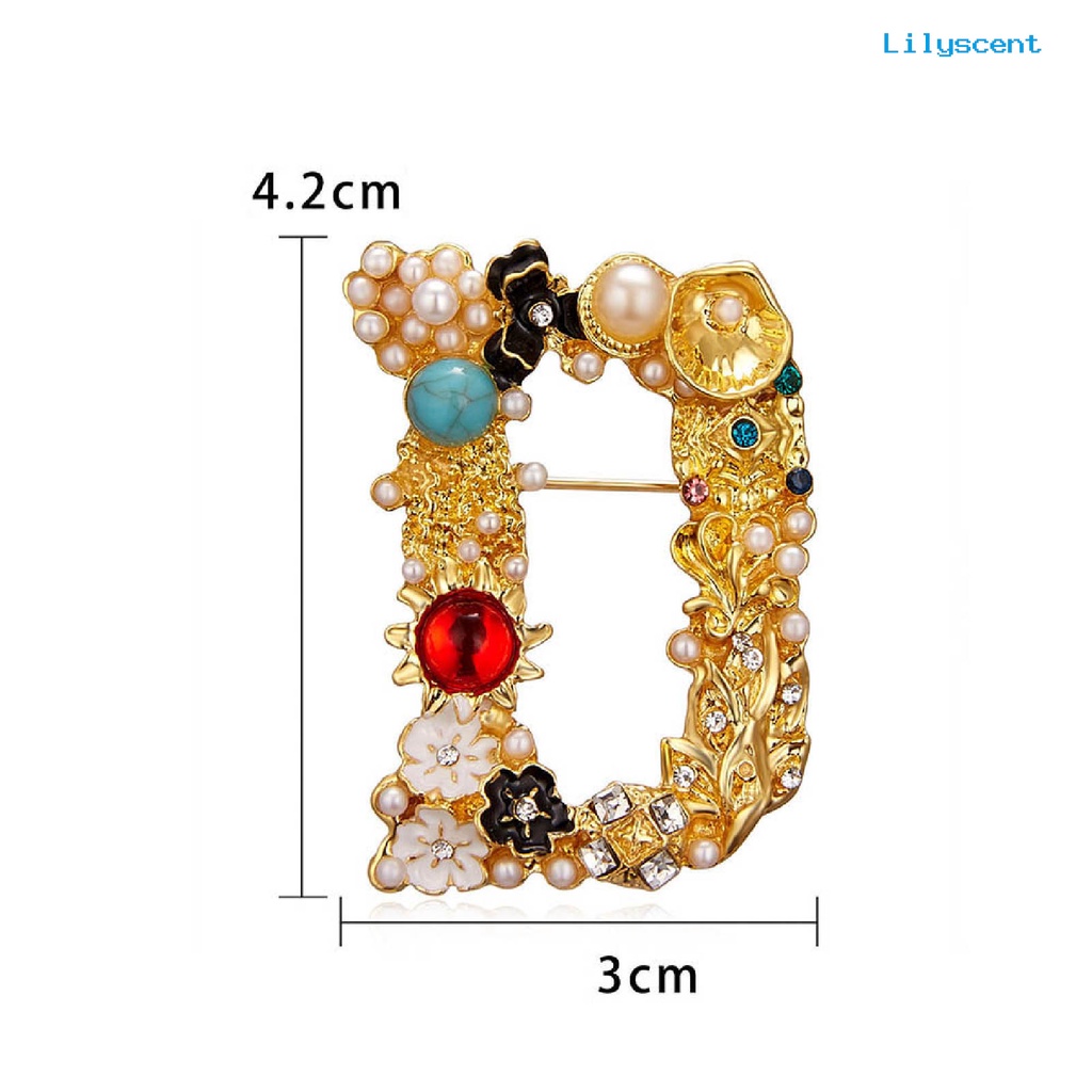 [LS] Enamel Bros Pin Muti-Warna Fashion Bentuk Huruf Wanita Berlian Imitasi Mutiara Imitasi Brooch Pin Untuk Pesta