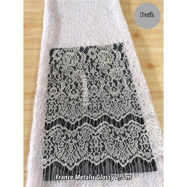 Bakal Kebaya Kain Brokat Pengantin Brukat Semi Italy Ysl Metalik Larosa 2,5mtr