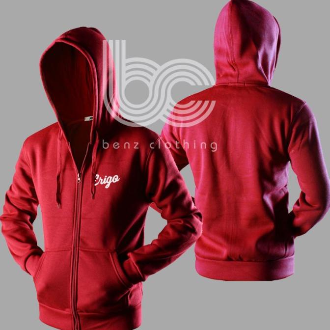 Jaket Hoodie Sweater Erigo Outerwear Pria Wanita Zipper Resleting Depan Polos Sablon Polyflek Korea