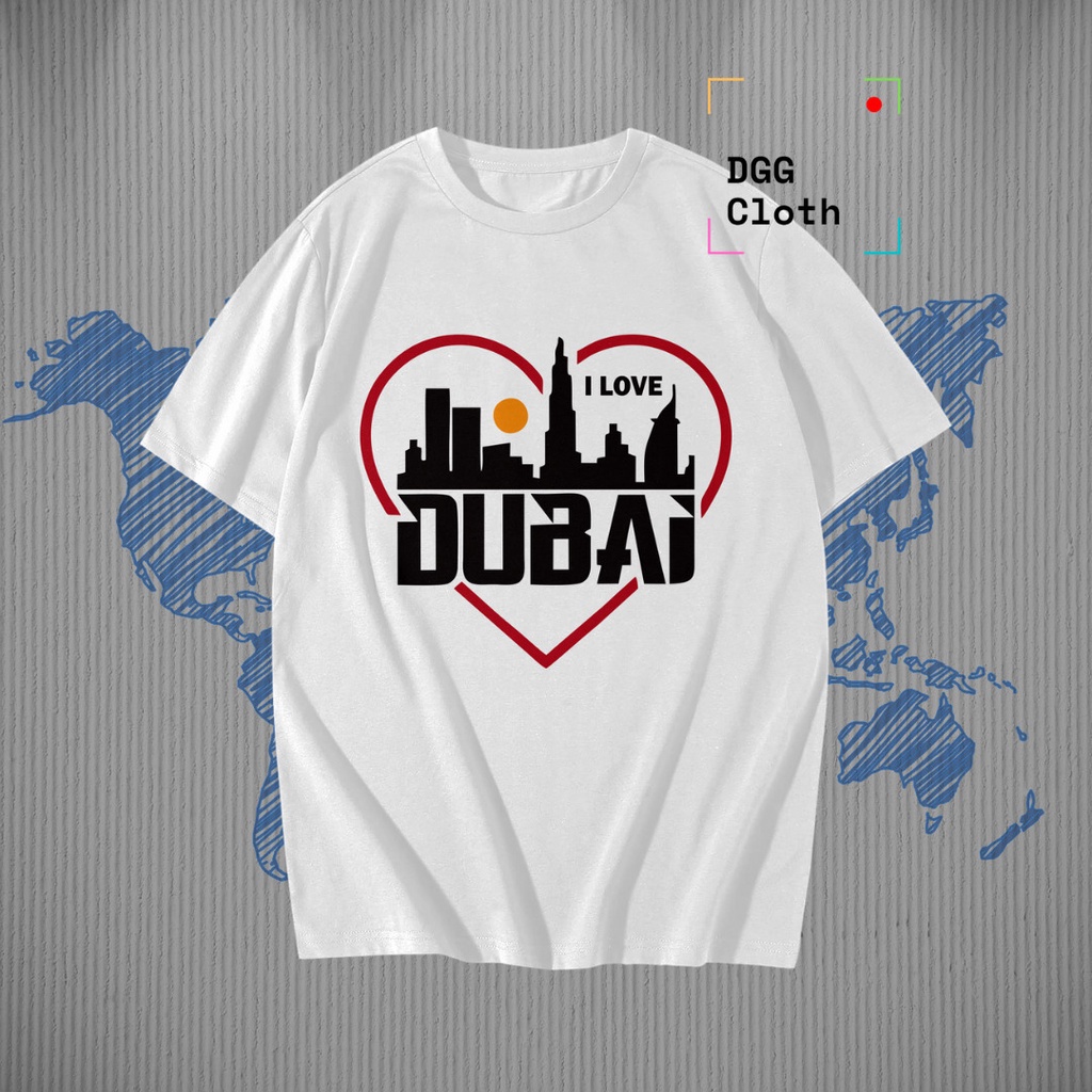 Kaos I love Dubai , Baju Oleh Oleh Dubai  Kaos Negara type 10