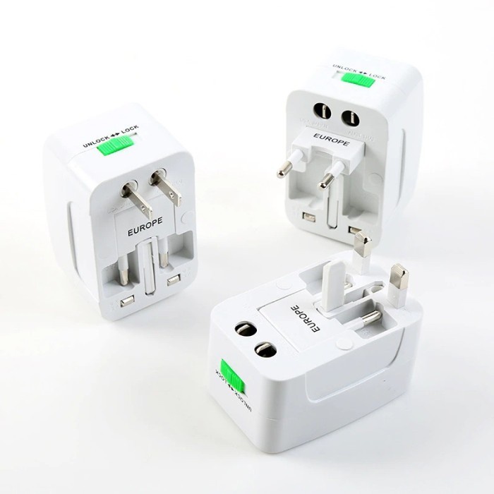 Universal Travel Adapter Power Plug Over Steker Kaki 3 2 US UK EU AU