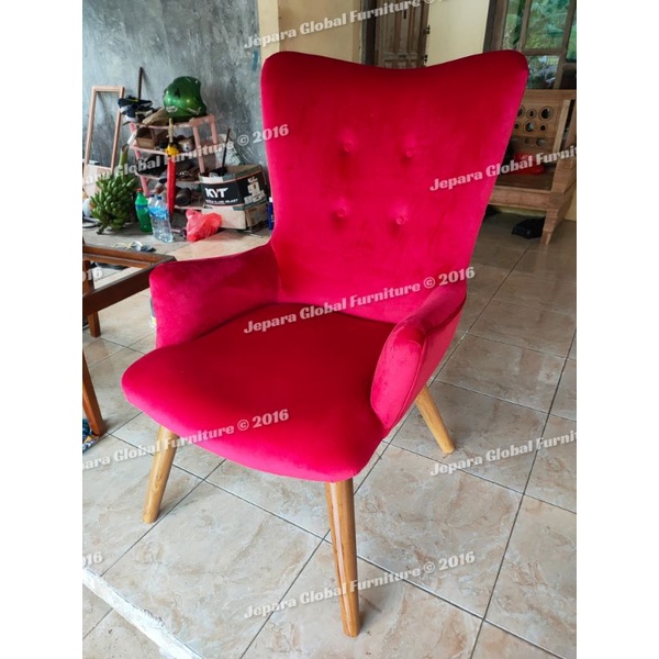 Kursi sofa single Retro Jati Red ( kursi sofa, kursi single, kursi jati, sofa jati )