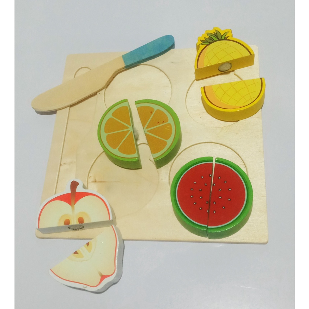 mainan edukasi potong buah kayu