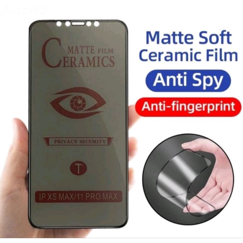 Tempered Glass Anti Spy Ceramic Matte Privacy Anti Gores Spy Oppo A1K, A3S, A5, A5S, A7, A11K, A12, A12E, A12S, A15, A15S, A16, A16E, A17, A17K, A31, A57, A57 4G, A77S, F1S, F5, F7, F9, F11, F11 Pro, A5 2020, A9 2020 Pelindung Layar Handphone