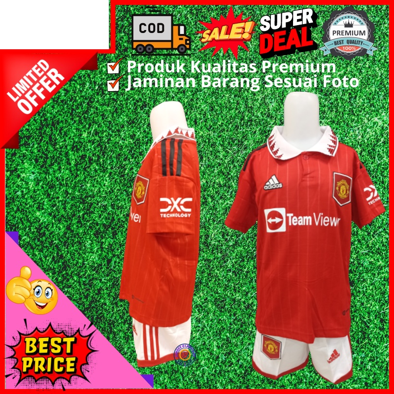 (jerseyolahraga)Setelan Jersey Baju Bola Anak Kids Mu Grade Ori 2022 / Stelan Kaos Bola Anak Laki la