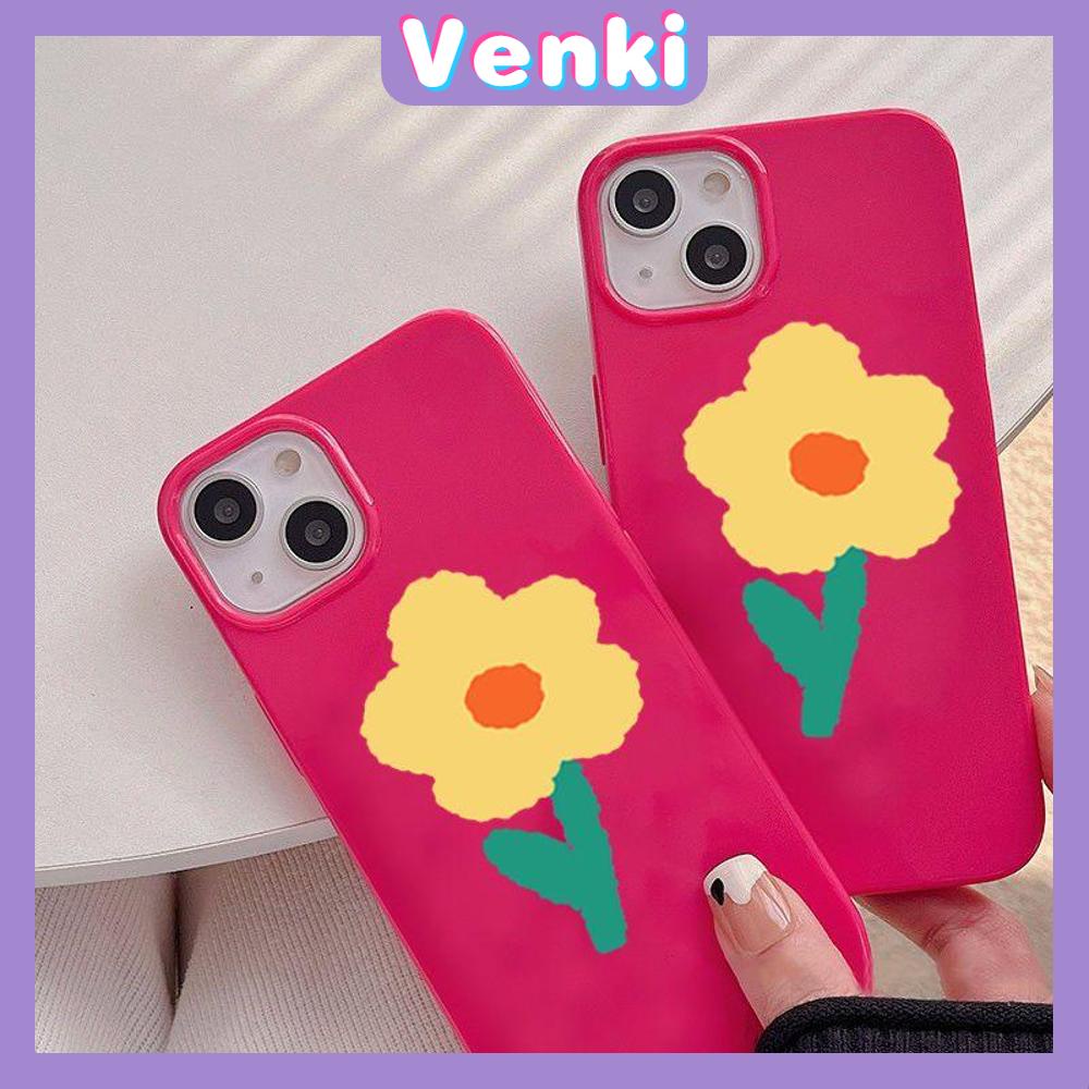 iPhone Case Soft TPU Pink Glossy Candy Case Cute Cartoon Big Flower Camera Protection Shockproof For iPhone 14 13 12 11 Pro Max 7 8 Plus X XR